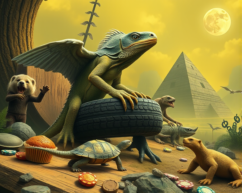 eagle, iguana, zombie, yellow, escalator, alien, tire, wood, wolf, pyramid, turtle, ferret, pistachio, muffin, canoe, poker chip